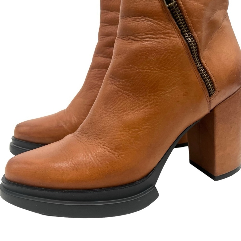 Frankie Segal Gabrielle Michel Brown Leather Platform Point Toe Heeled Boots 39 - Picture 8 of 16